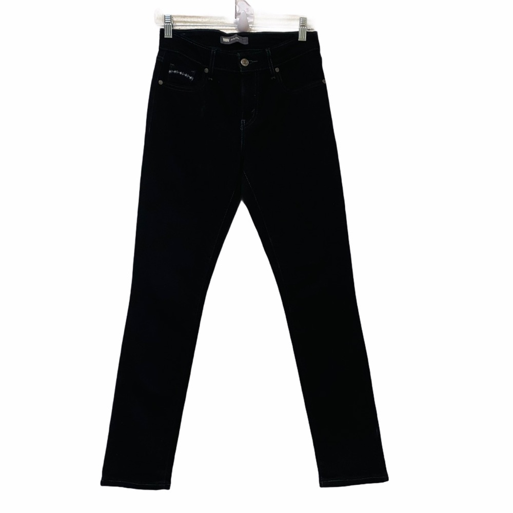 Levis Black Mid Rise Skinny Denim Jeans Sz 28